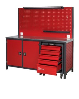 185x185x70cm Industrial Workbench with 1 Hardware Trolley