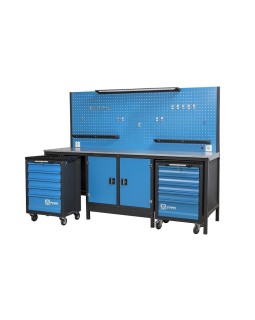 240x170x70cm Industrial Workbench with 2 Hardware Trolleys