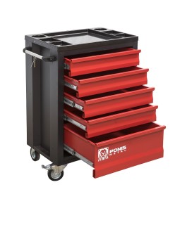 Red Hardware Trolley with 5 Drawers