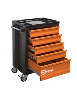 Orange Hardware Trolley with 5 Drawers